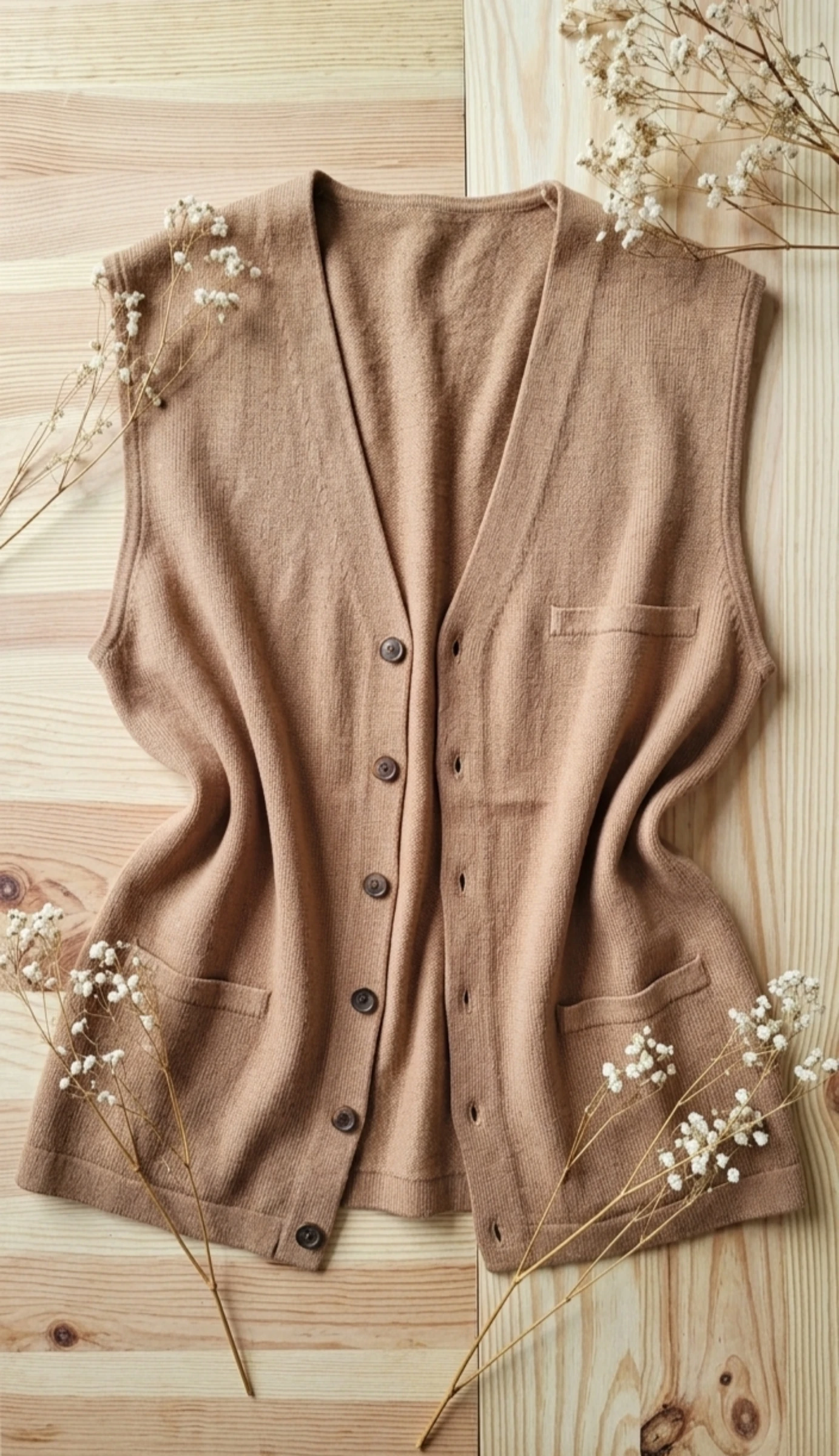 🤎 Gilet sans manches camel en maille fine – taille S – neuf jamais porté